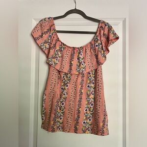 EUC Old Navy Pink Floral Blouse (L)